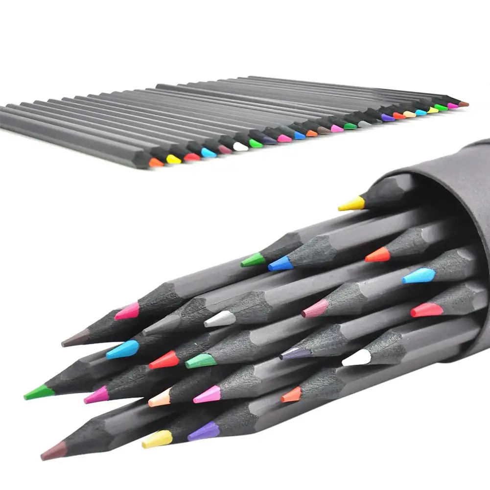

Colored Drawing Pencils 24 PCs Set With Pen Container Artist Pre-sharpened Pencils Perfect Sketching Drawing Painting Writing