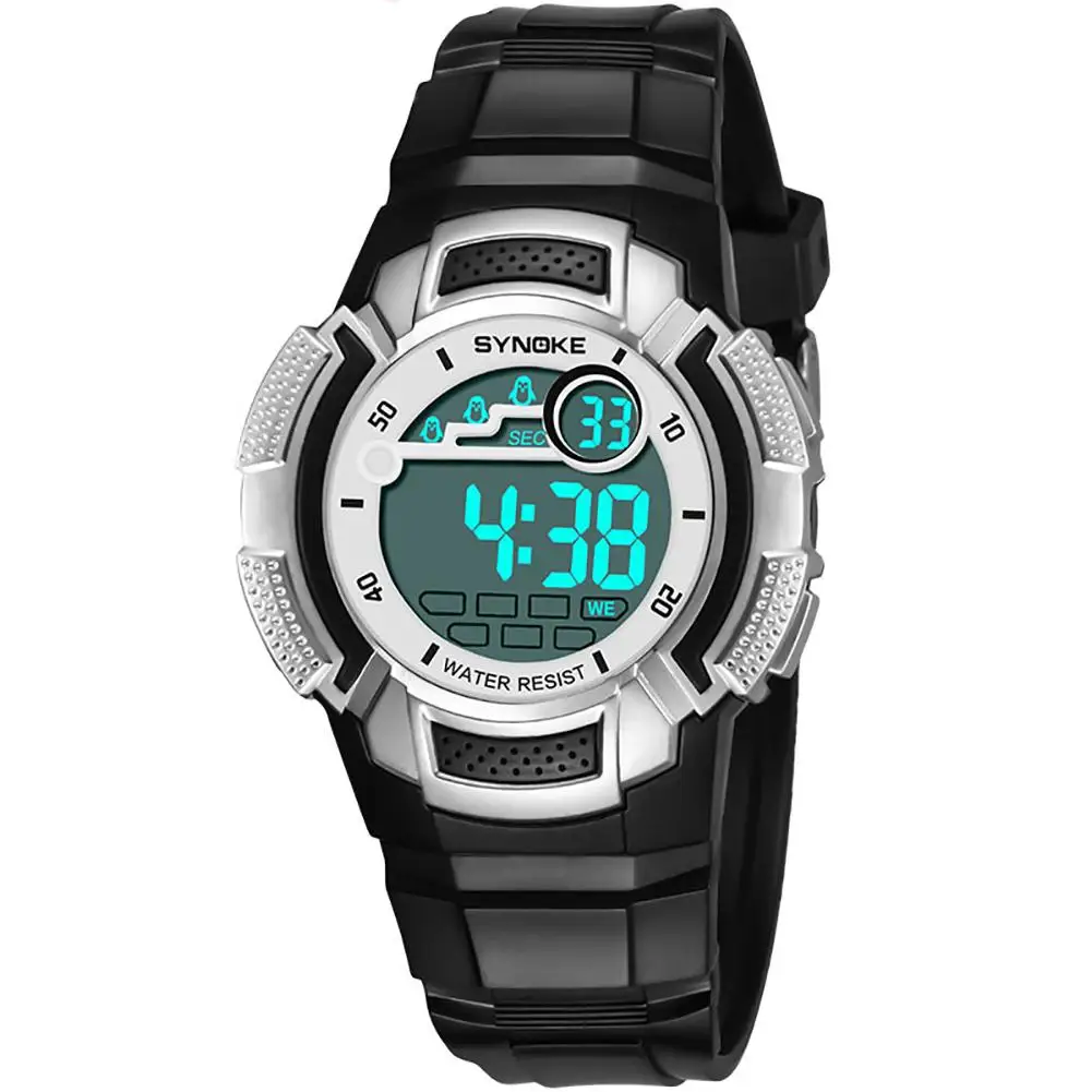Waterproof Fashion Kids Sport Hourly Chime Stopwatch Digital Wrist