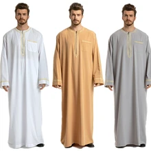 Исламская Для мужчин Арабские накидки и таубы Саудовская Аравия Абаи традиционный арабский dubai длинный рукав вышивка Костюмы Для мужчин s Рамадан мусульманское платье