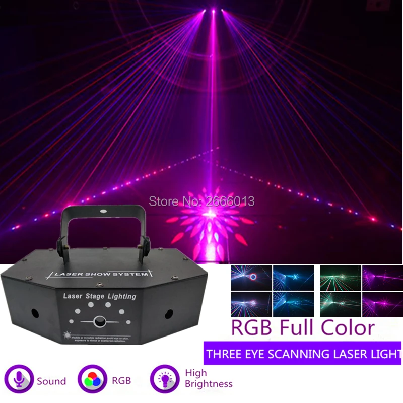 

3 Lens Scan Laser Light With Patterns /550mw RGB 3IN1 Laser Projector Professional Stage Lighting Disco Lights Laser Show System
