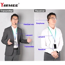 YARMEE Wireless Tour Guide System 1 Transmitter with Mic, 5 Receivers with Earphones YT200
