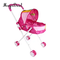 Милая складная прогулочная коляска с капюшоном, розовая детская коляска на колесиках, имитирующая мебель, игровые наборы для Мини-куклы