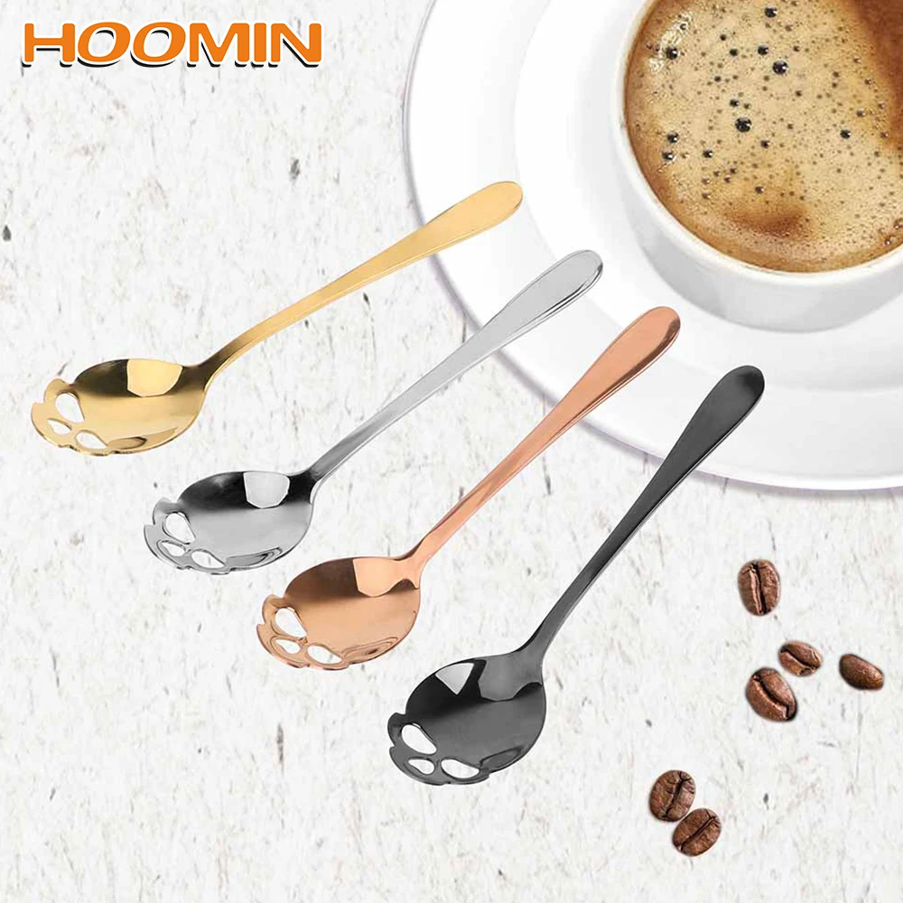 

HOOMIN Ice Cream Dessert Spoon Stainless Steel Spoon Skull Style Small Tea Coffee Spoon Tableware for Snacks Party Buffing