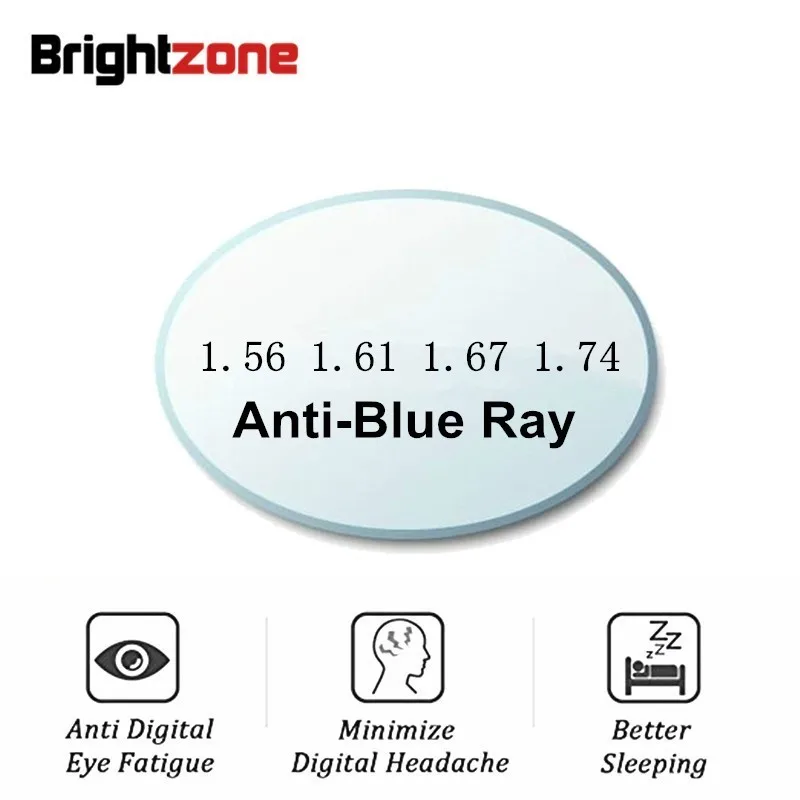 

A Pair Anti-Blue Ray Light Aspheric Lens CR-39 Prescription Myopia Presbyopia Clear Lens Anti-Radiation 1.56 & 1.61 & 1.67 Index