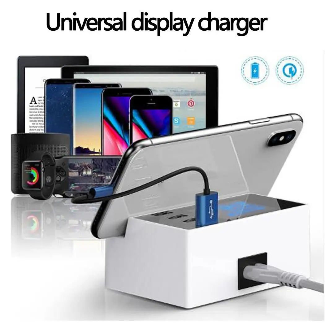 Умный держатель для зарядки с несколькими usb портами со светодиодным адаптером