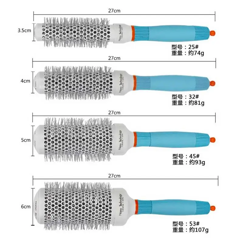 Парикмахерская расческа для укладки высокотемпературная стойкая нейлоновая зубная щетка для укладки волос круглая щетка-Расческа для использования дома и в салоне 4 размера