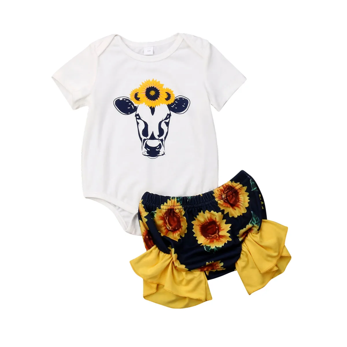 

Newborn Baby Girl Cotton Tops Romper Floral Shorts Pants Outfit 2PCS Set Clothes
