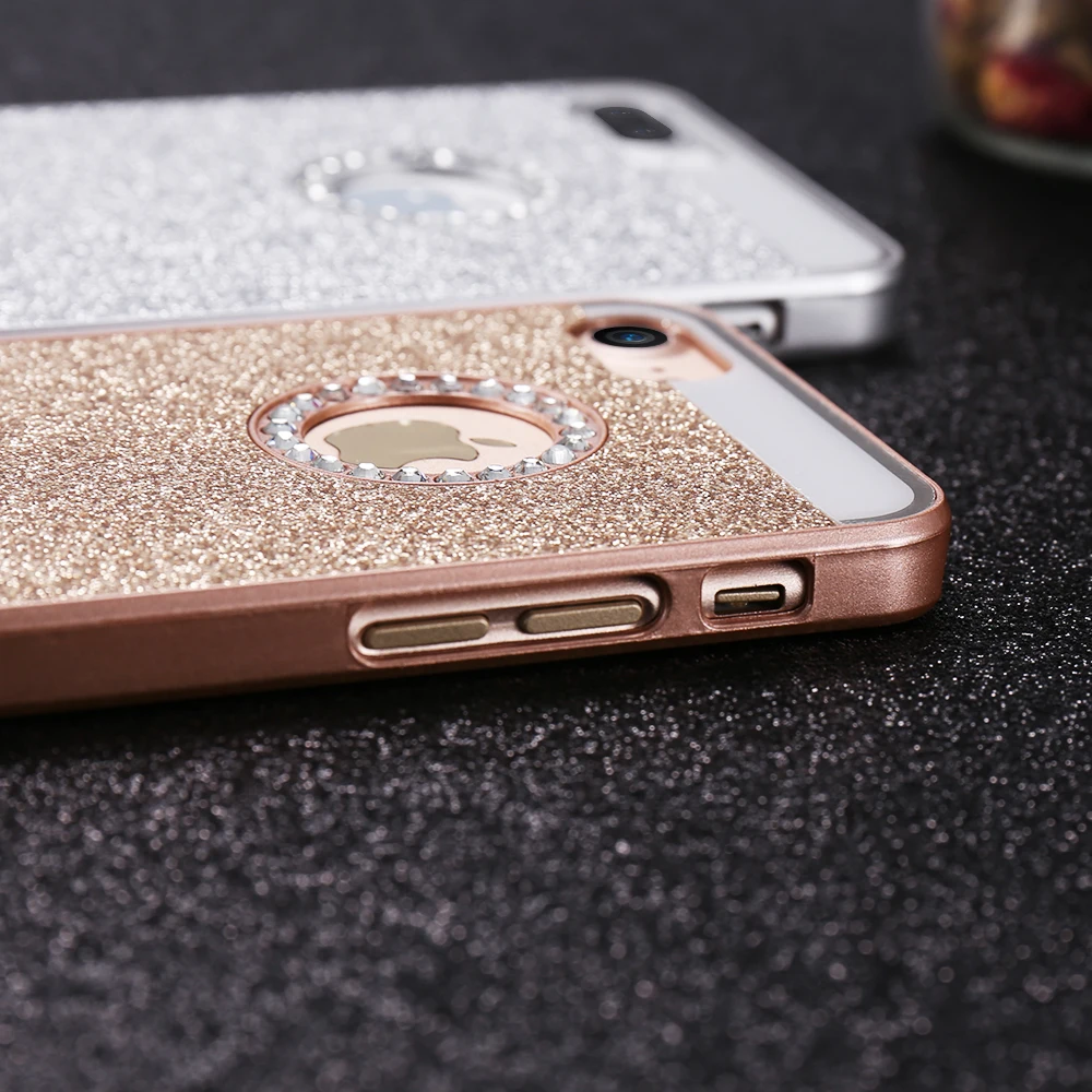 KISSCASE بريق بلينغ الماس الهاتف حقيبة لهاتف أي فون 4 S 5 5 S SE الفاخرة خزائن هاتف آيفون 7 6 6 S زائد الهاتف المحمول الصلب عودة يغطي