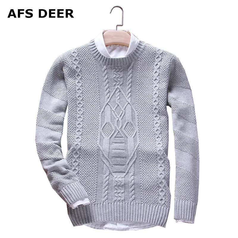 Мужской однотонный пуловер с круглым вырезом из хлопка|pullover sweater men|brand men sweatermen brand