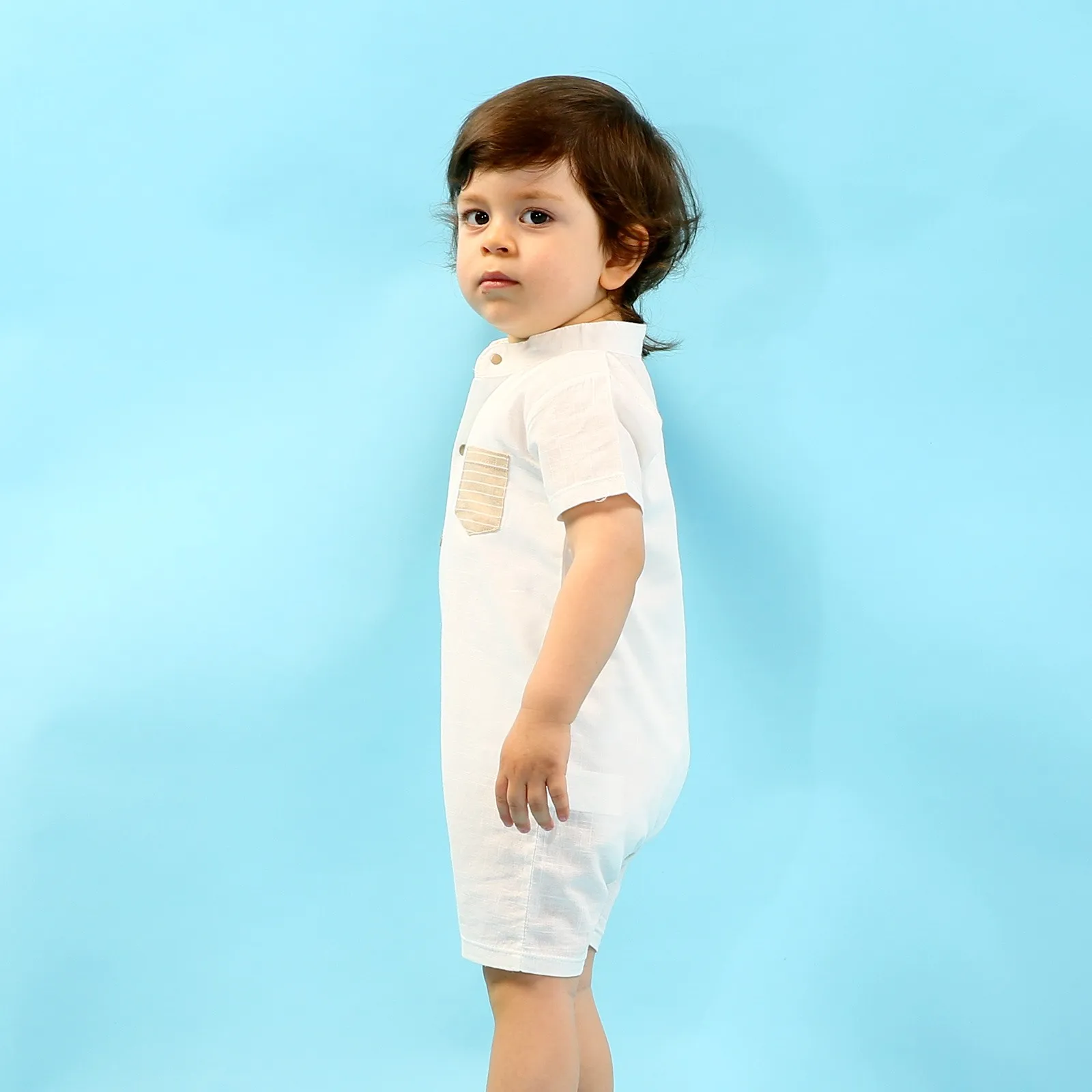 

Luggi Linen Baby Polo Neck Short Romper