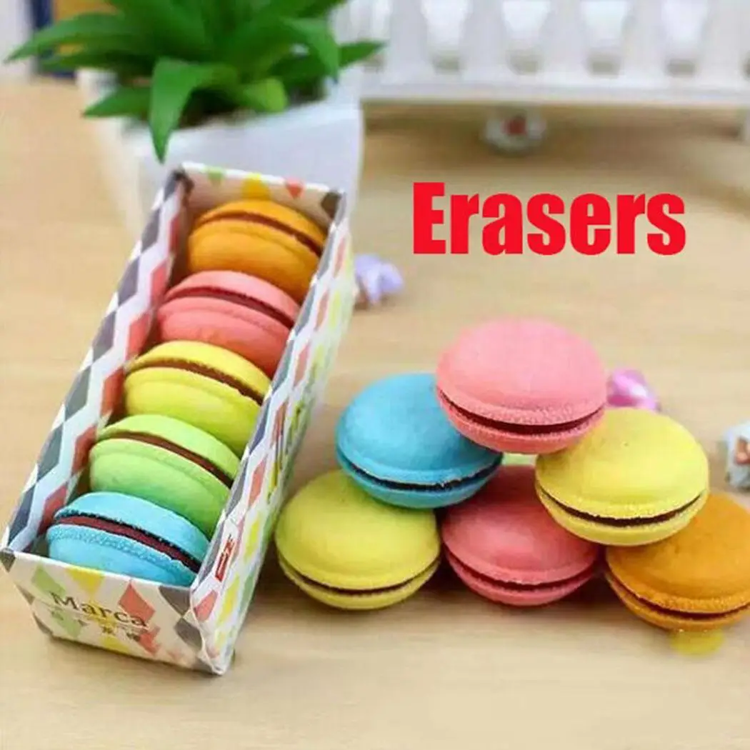 Новые многоцветные Macarons Cookie резиновые для школьников детские школьные офисные