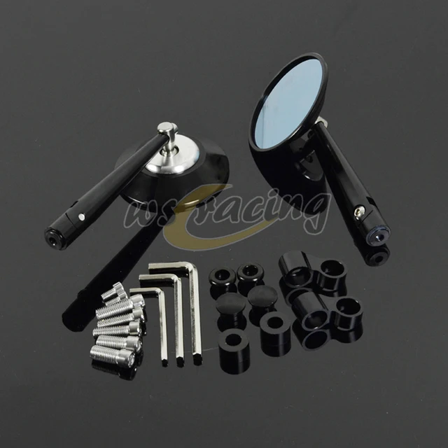 US $13.28 Motorcycle Side Blue Mirror CNC Machined Aluminum Round Rearview Mirrors For Monkey Scooter Street 
