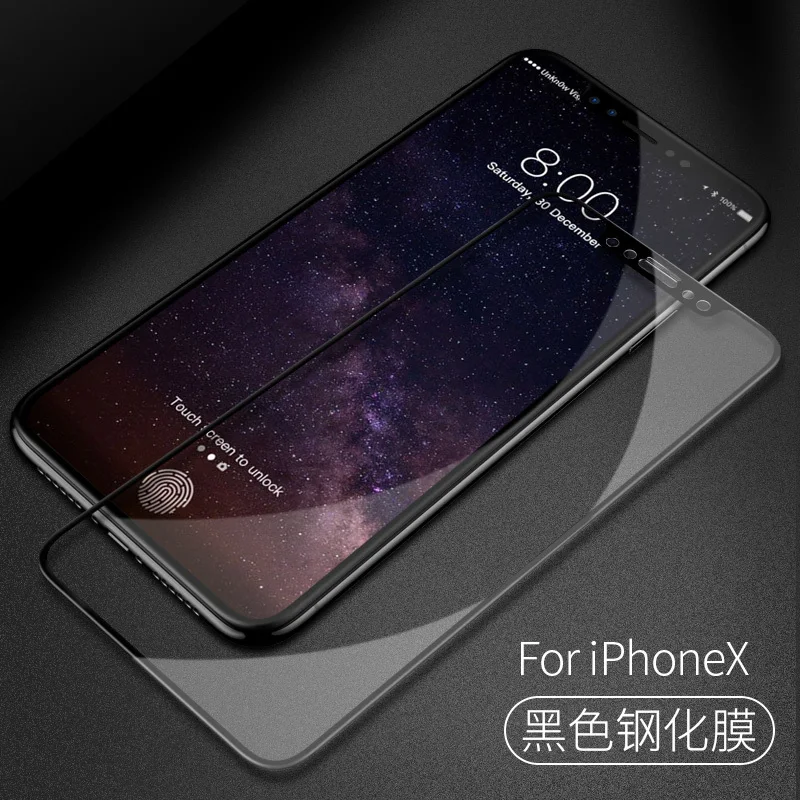 Защитная пленка из закаленного стекла с 3D краями для iPhone X XS 6 6s 7 8 Plus 7Plus черный