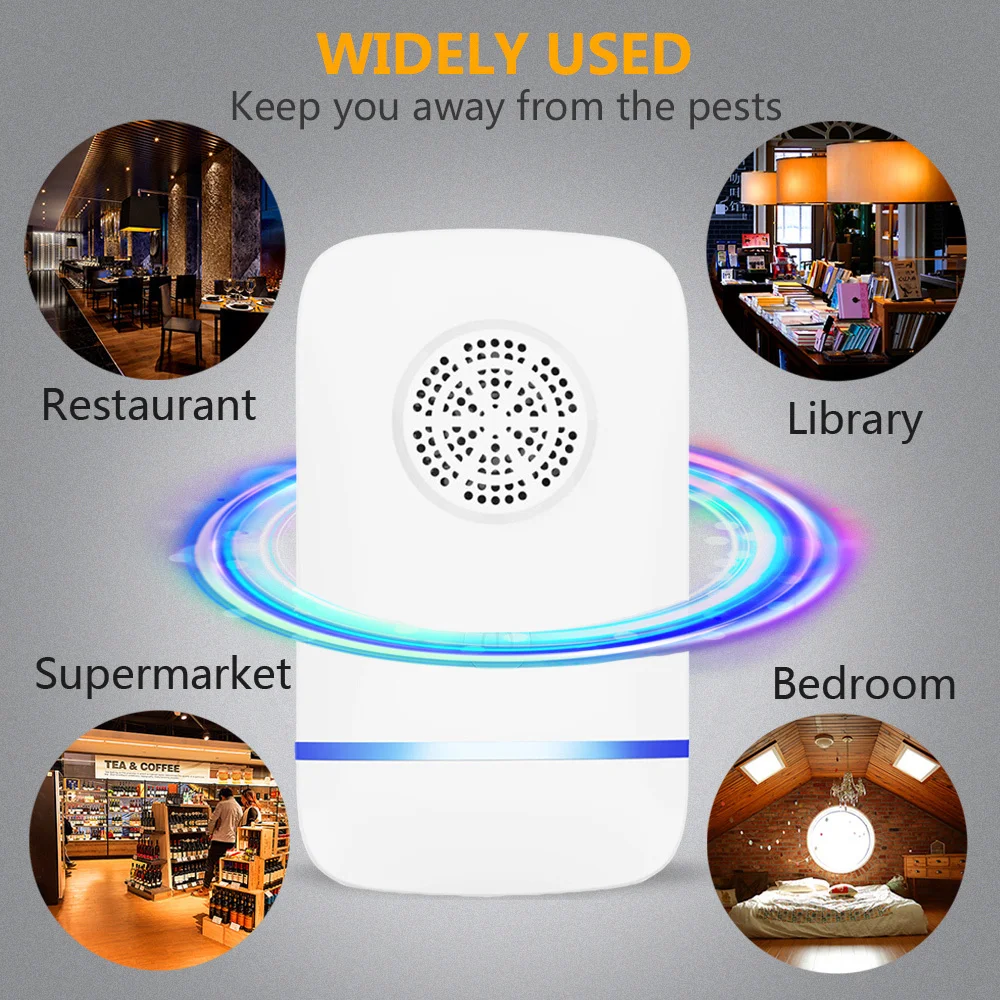 

Ultrasonic Pest Repeller Electronic Pest Repel Mouse Bed Bugs Mosquitoes Roaches Non-toxic Human Pet Indoor EU Plug