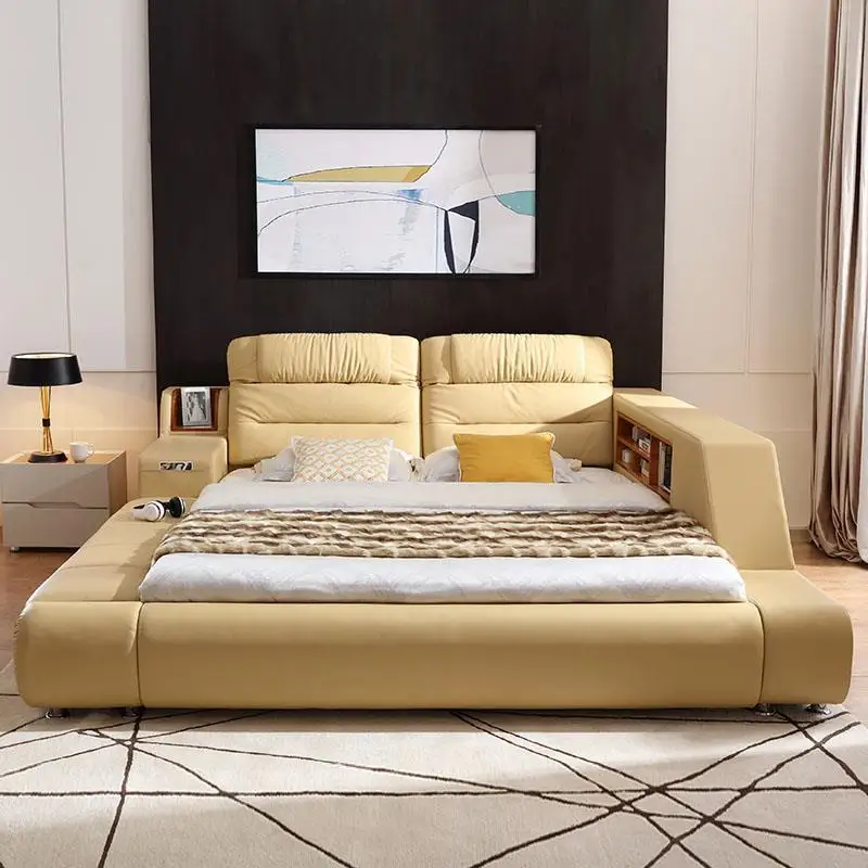 Letto هل A كاستيللو Mobilya الحديثة منزل واحد مضاءة الشقي مجموعة الجلود كاما Moderna غرفة نوم الأثاث Mueble دي Dormitorio السرير