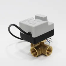 AC220V DN15(G1/") до DN40(G1-1/2") 3 way 3 провода латунный моторизованный шаровой клапан/Электродвигатель с ручным переключателем