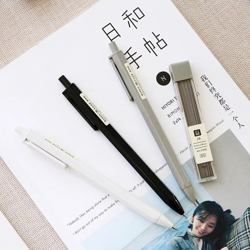 

SIXONE 3 Pcs/set Simple Automatic Pencil 0,7mm 0,5mm Muji Style Students Press Type Movable Pencil Student Supplies
