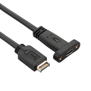 

10pcs/lot USB 3.1 Front Panel Header to USB-C Type-C Female Extension Cable 40cm with Panel Mount Screw