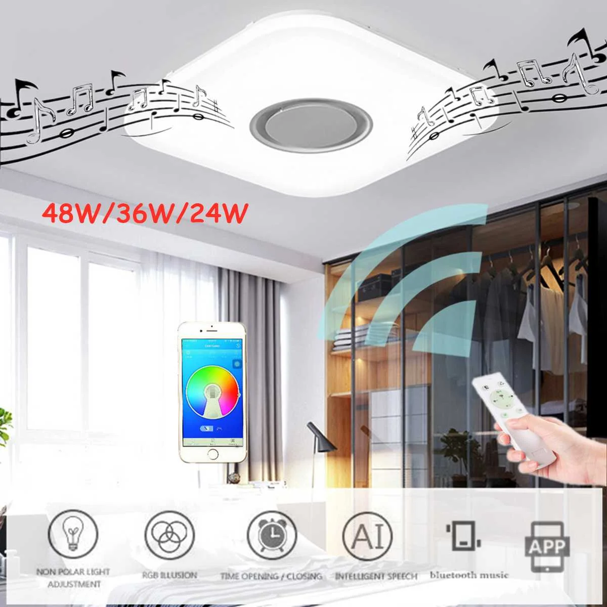 

Modern LED Ceiling Light RGB Dimmable APP Remote Control Music 24W 36W 48W Surface Mounted LED Ceiling Lights Plafonnier LED