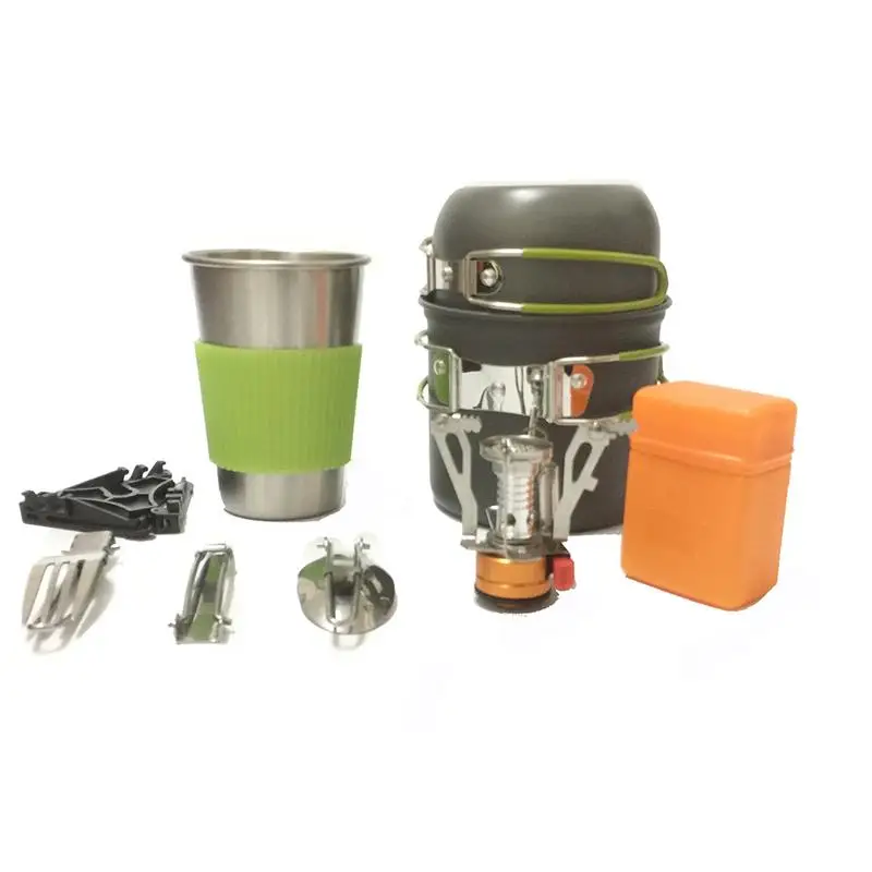 

Camping Cookware Mixing Set Camping Stove Set Cooker Combination Portable Field Burner Tableware Useful Outdoor Equipment