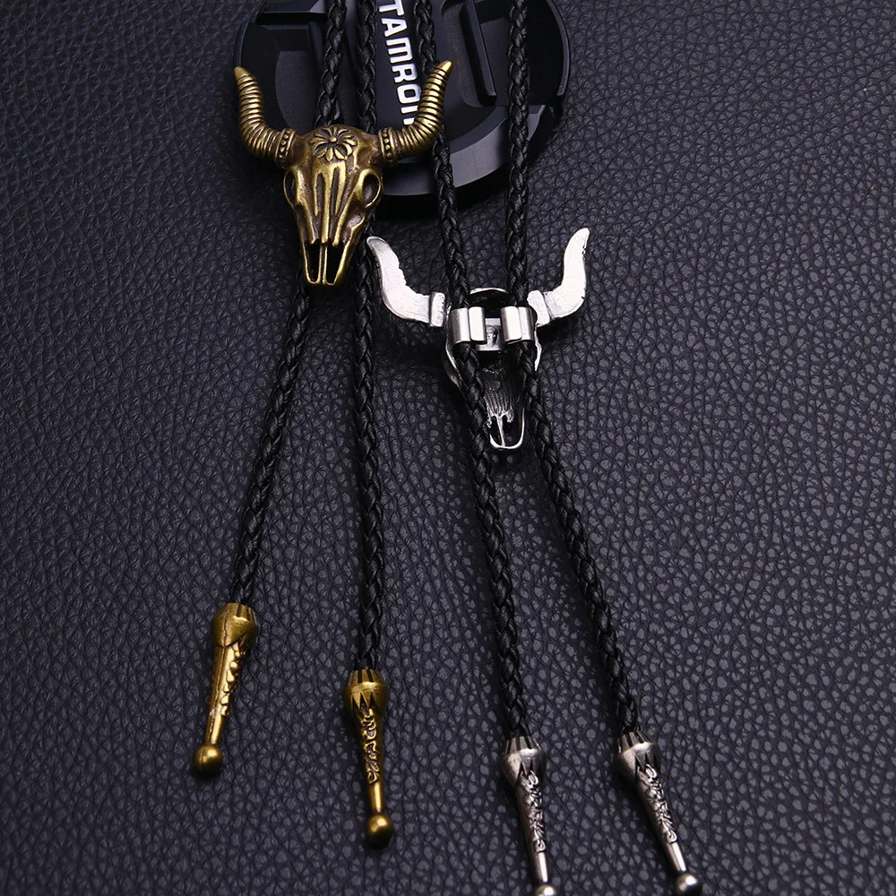 

2019 new European and American long leather necklace jewelry fashion new retro men's leather necklace