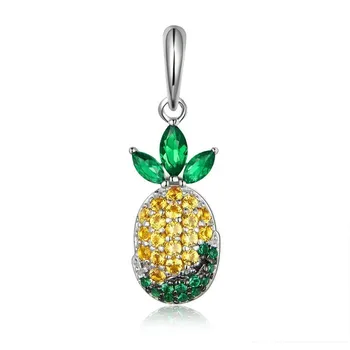 

High Quality 925 Sterling Silver Summer Pineapple Fruit Zircon Pendant Necklaces For Women Silver Jewelry Collar
