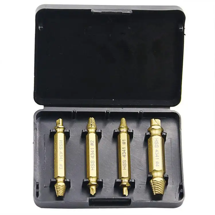 

Litake 4Pcs Broken Bolt Remover Extractor Drill Bits Easy Out Stud Reverse Damage Screw