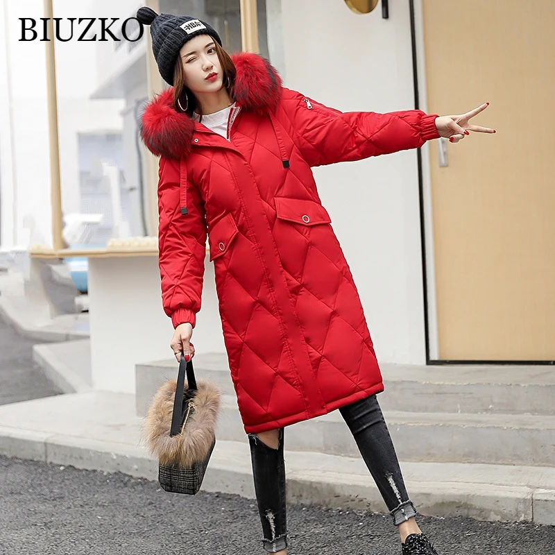Col blanc Noir army Poches Solide Hiver De Fourrure Long Et Parka Green rouge À gris 2018 Coton Chaud Manteaux Feminina Vestes Femmes Mode Doudoune Capuche 0wSH16q