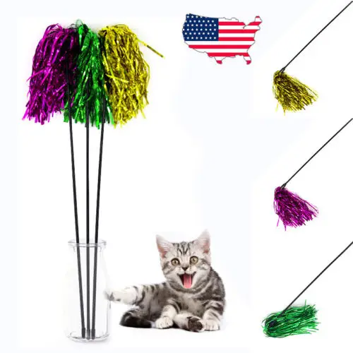 1 pcs Colorful Ribbon Cat Toy Wand Pet Teaser For Cats Random Color US | Дом и сад