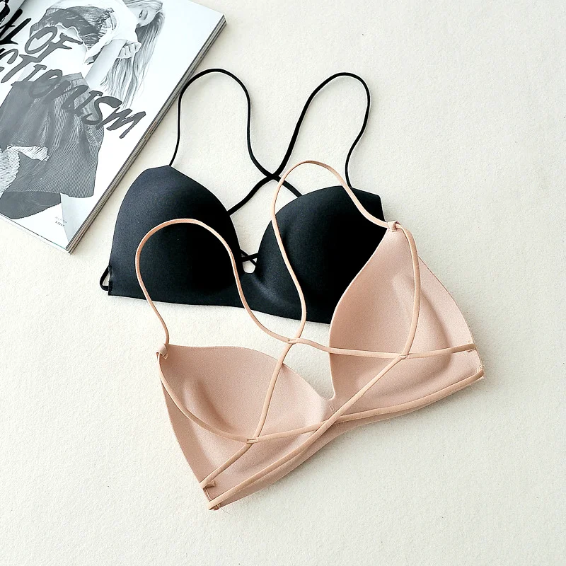Sexy Strappy Bras Padded Wire free Push Up Bralette Women intimates