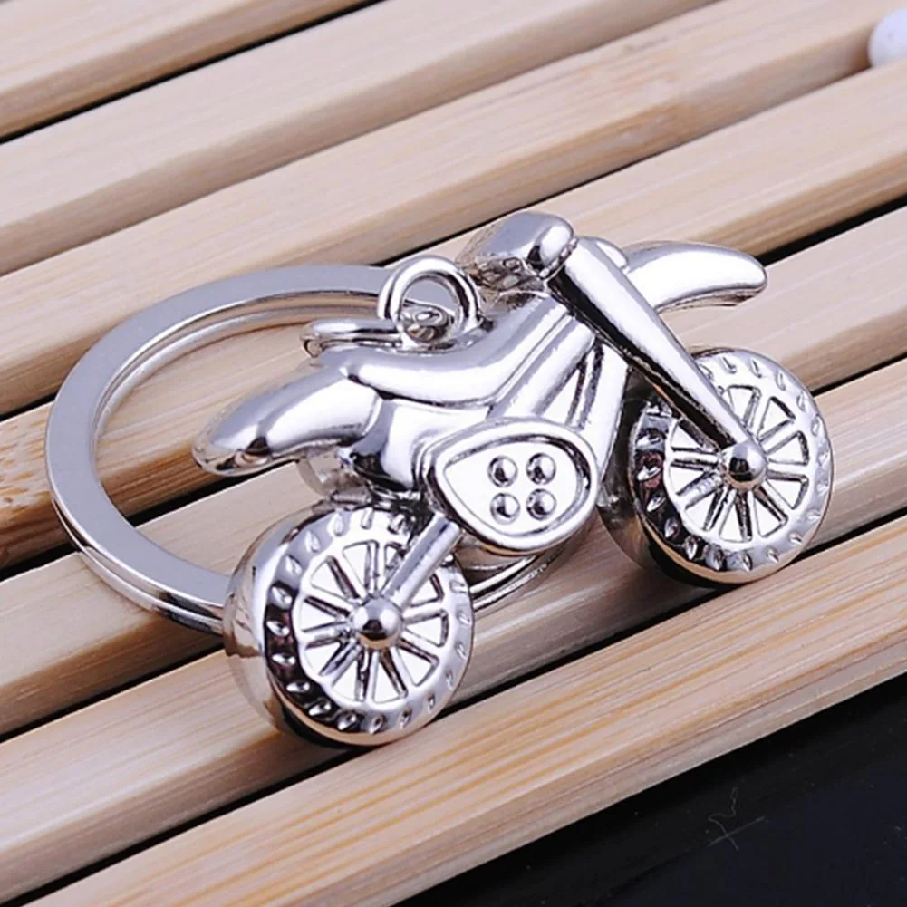 Creative Silver Metal Motorcycle Pendant Keychains Men Women's Zinc