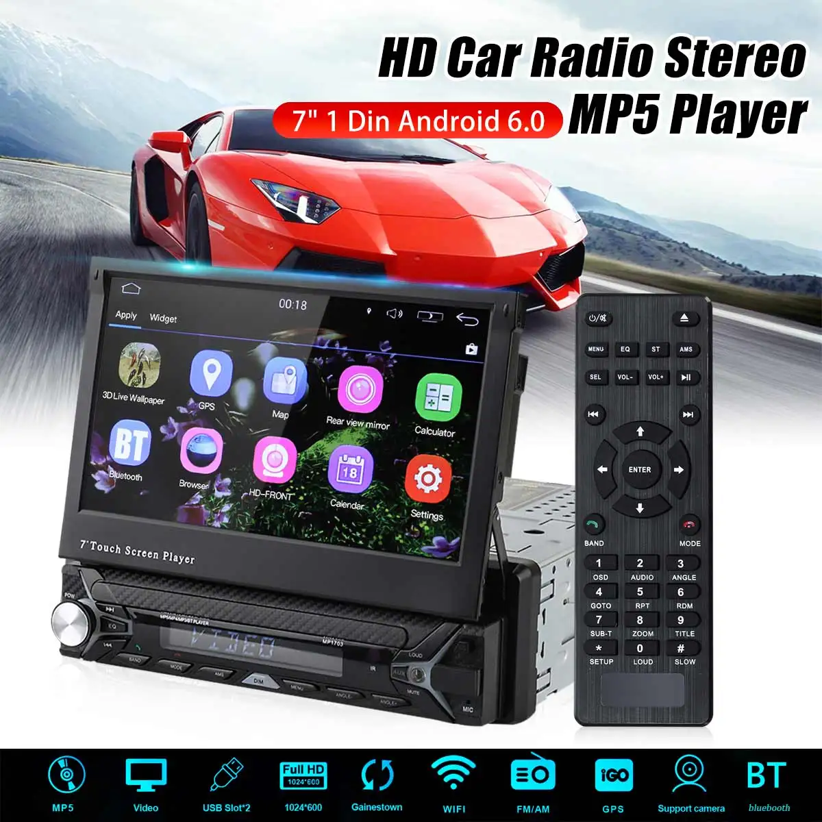 

Car Multimedia Player Car Radio 7 1 Din Quad Core Android 6.0 Car DVD Player WIFI 3G GPS Stereo Player bluetooth Radio Indash