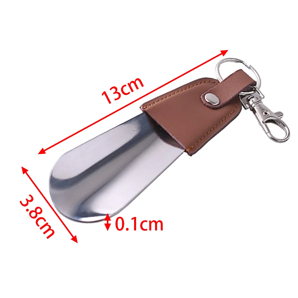 Portable Folding Shoehorn Metal Durable With Stainless Steel Faux Leather Portable Fashion New Shoe Horns With Key Ring ► Photo 3/6