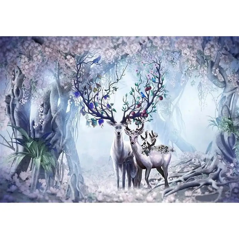 

DIY 5D Diamond Painting By Numbers Full Drill Elks In Forest Diamond Embroidery Deer Crystal Cross Stitch Craft Room Wall Decor