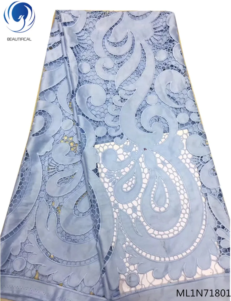 

BEAUTIFICAL luxury lace fabric guipure lace fabric 2019 light blue african lace fabric new design for wedding ML1N718