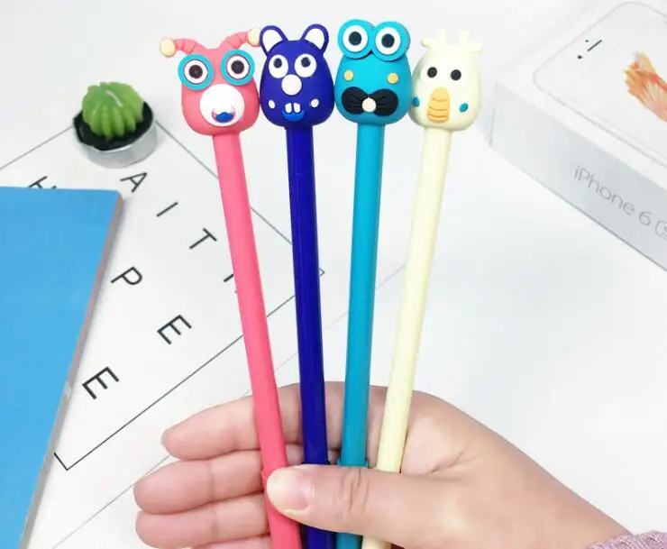 

24pcs/lot 17cm Funny Clown Animals Black Ink Writing Gel Pens Study Materials Kids Birthday Party Take-home School Favor