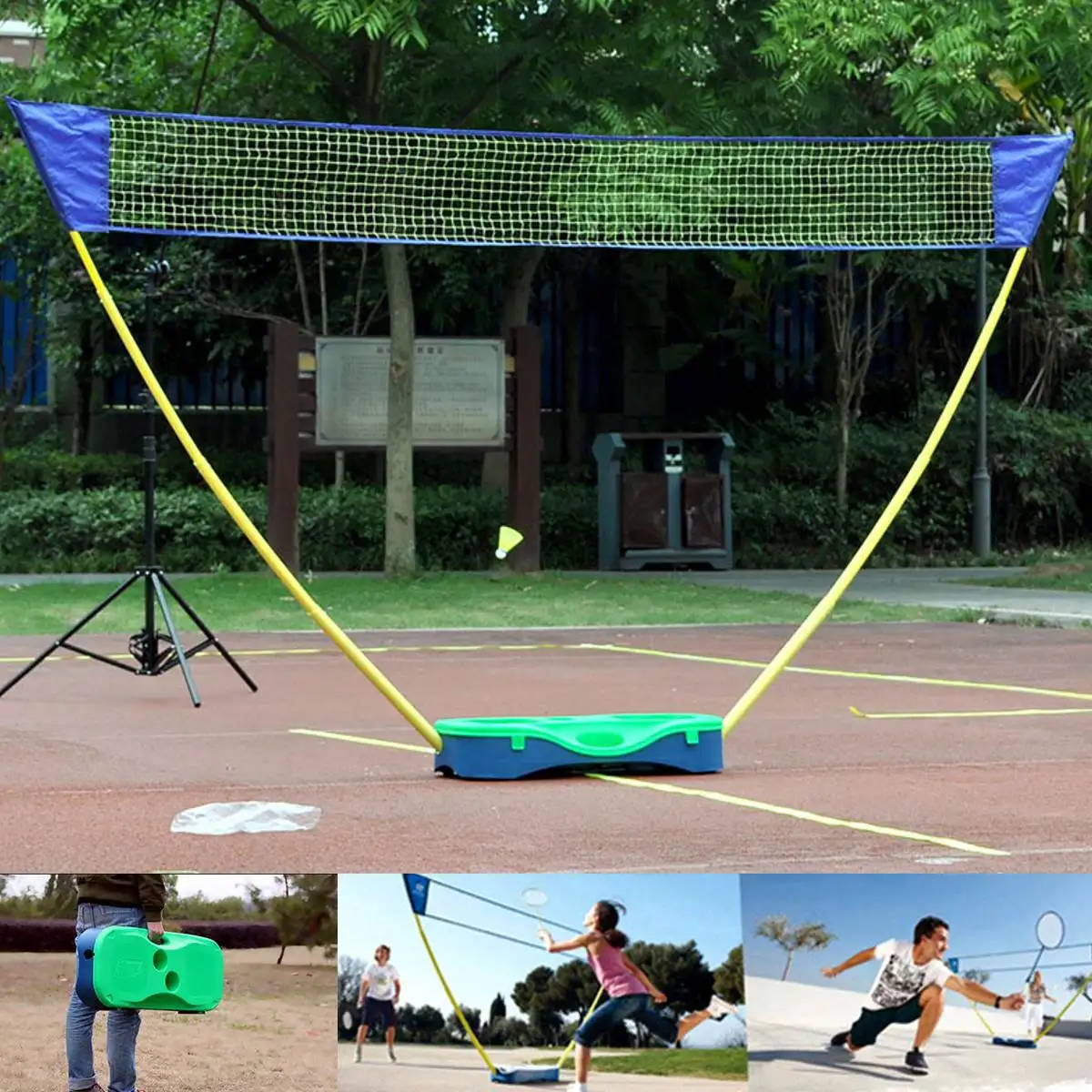 

3 in 1 Outdoor Sport Badminton Tennis Volleyball Net Portable Stand Battledore Set Net Frame Supporting Stand Storage Case