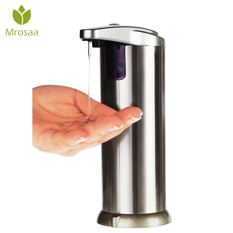 

280ml Automatic Liquid Soap Dispenser Stainless Steel Sensor Soap Dispenser Sanitizer Soap Bottle for Washroom Bathroom Kitchen