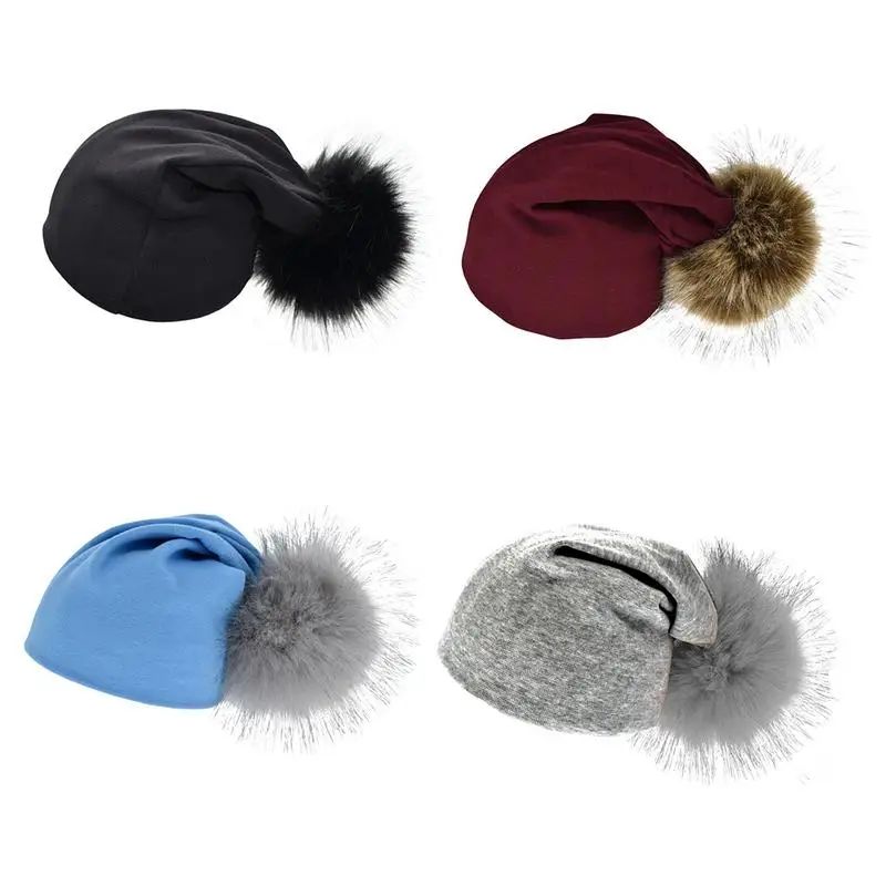 Для новорожденных; для маленьких мальчиков девочек теплая зимняя шапка пятнистые хлопок шапка-бини с мехом Pom для мальчиков и девочек