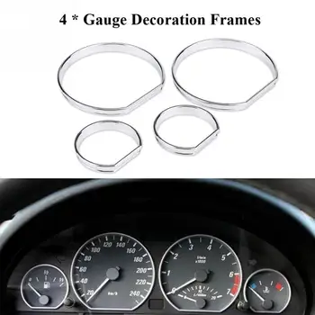 

4pcs Car Front Dashboard Speedometer Gauge Decoration Frame Chrome Gauge Dash Dial Rings Trim for BMW E46 Auto Replacement Parts