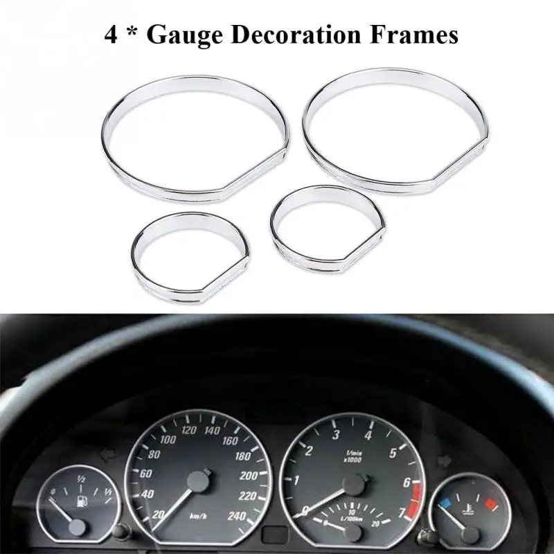 4pcs Car Front Dashboard Speedometer Gauge Decoration Frame Dial Rings Trim for BMW E46 Car Style
