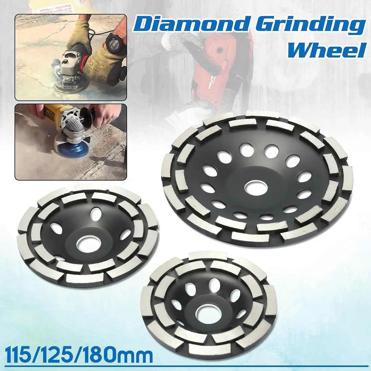 

115mm/125 mm/180 mm Diamond Segment Grinding Cup Wheel Disc Double Row Millstone Brick Cut For Angle Grinder