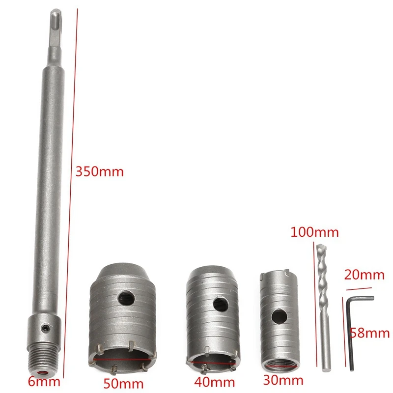 3Pcs 30/40/50Mm Sds Plus Shank Hole Saw Cutter Concrete Cement Stone Wall Drill Bit With Wrench 3Pcs 30/40/50Mm Sds Plus Shank Hole Saw Cutter Concrete Cement Stone Wall Drill Bit With Wrench