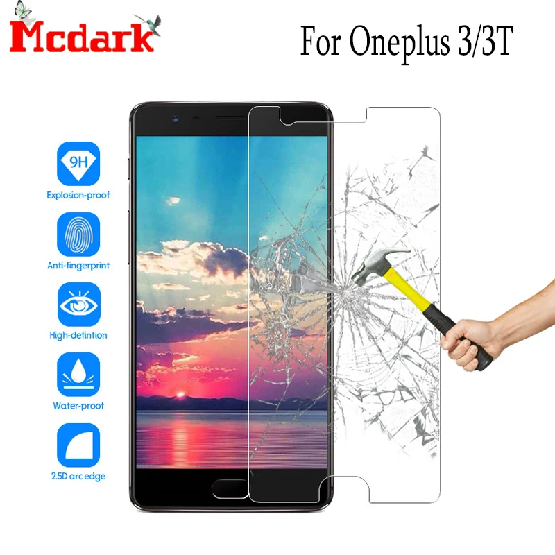 Mcdark 2.5D 9H Tempered Glass For Oneplus 3T Screen Protector 5.5 inch 3 Toughened Phone Cover Film | Мобильные телефоны и