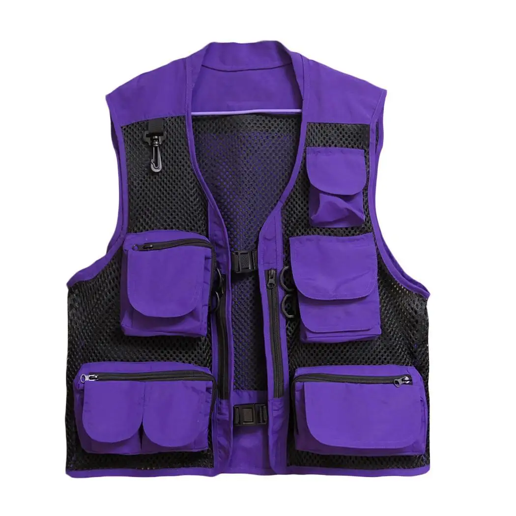 

Men Casual Outdoor Fishing Sleeveless Solid Zipper Loose All Seasons Button,Pockets Vest With Multi Pockets
