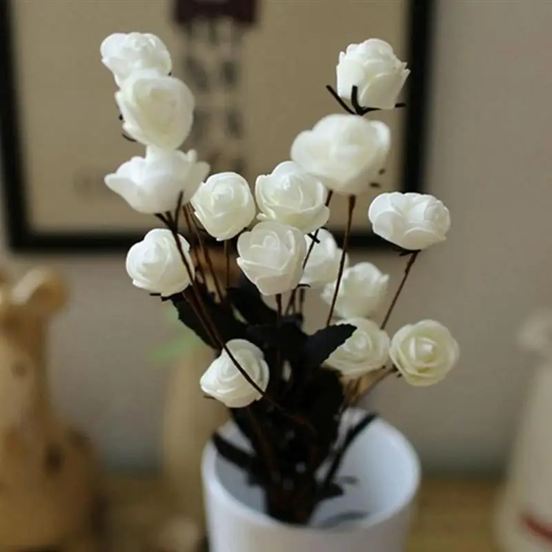 1 Букет Красивая искусственная Роза Vivid моделирование 15 головок цветок домашний букет Цветочные украшения белый