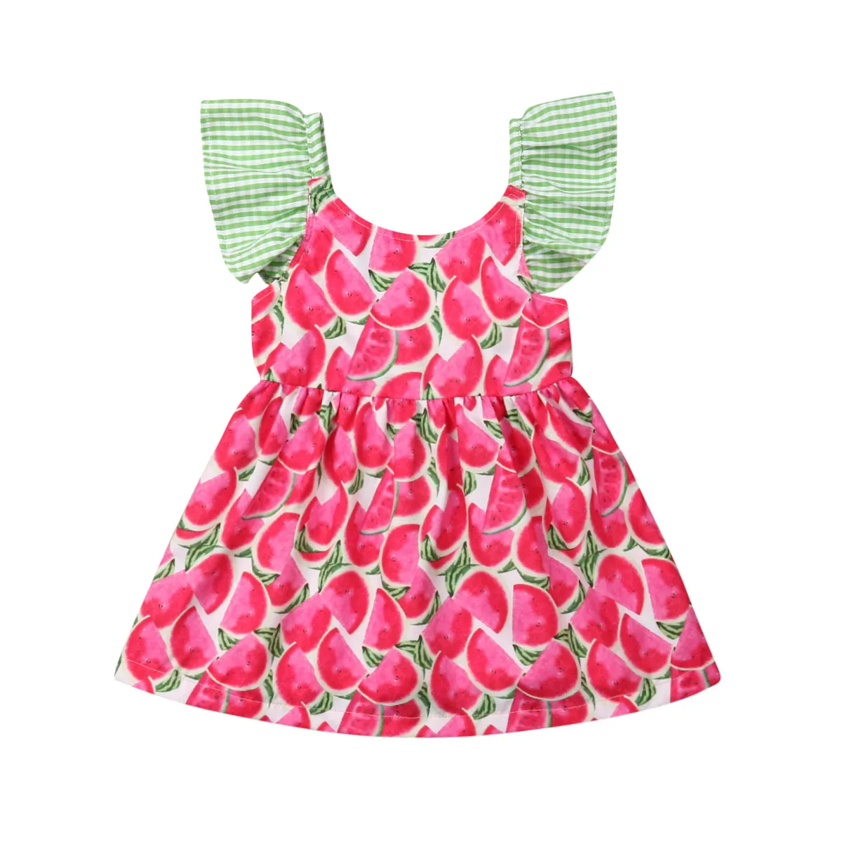 Toddler Kid Baby Girl Lovely Summer Dress Ruffles Sleeve Watermelon Print Princess Party Dresses 1-4Y | Детская одежда и обувь