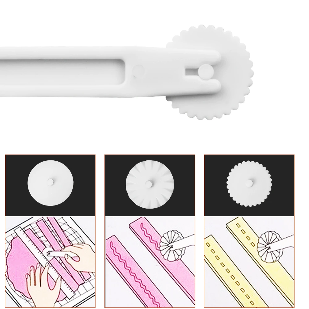 

Fondant Cutter Cake Tools Bakeware Kitchen Accessories Baking Tools Cake Decoration Mold 3 Wheels Embosser