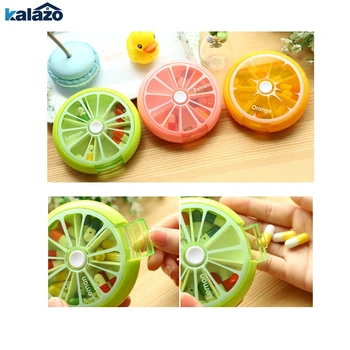 

7 Day Weekly Round Fruit Shaped Pill Box Drugs Holder Tablet Medicine Sort Storage Case Vitamin Storage Box Container Organizer
