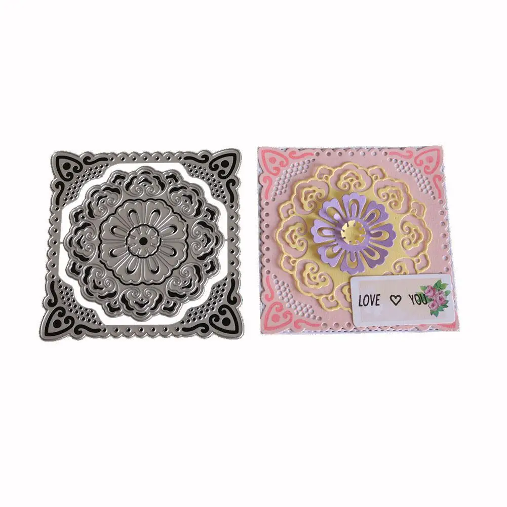 

Adeeing Square Flower Frame Metal Cutting Dies Knife Mold Stencils Diy Scrapbooking Album Card Crafts Sticker Art Cutter 2018